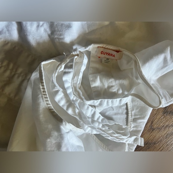 Cuyana White Strappy back tie Top poplin boho chic xs preppy boxy - Picture 2 of 14